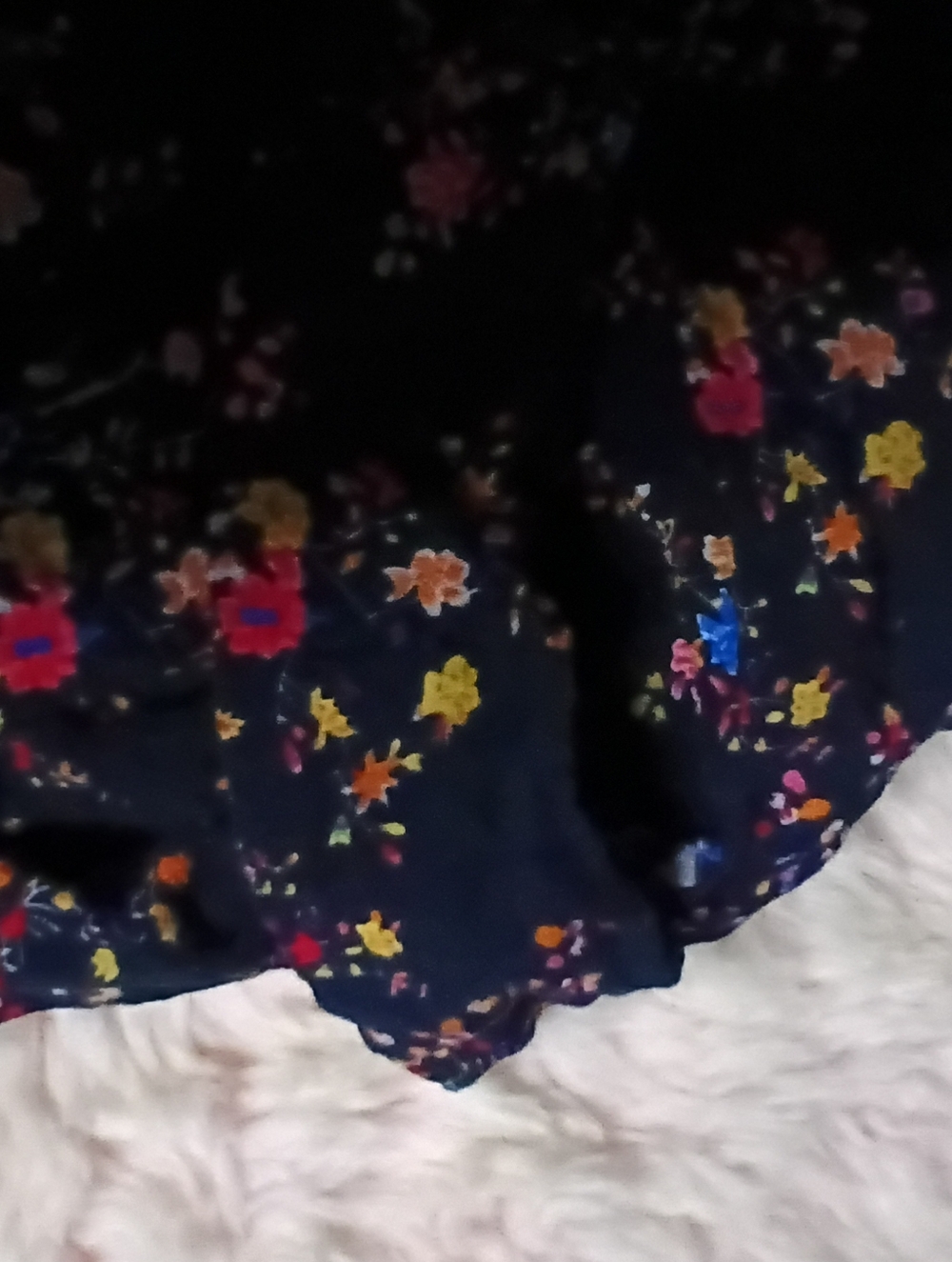 Floral Navy Blue Multi Color Flower Overall Dress Sz L - Picture 6 of 8